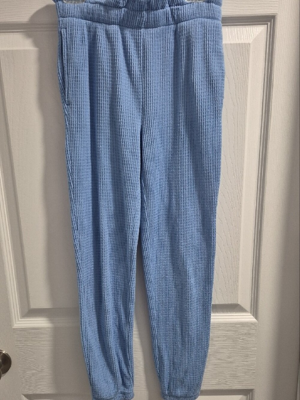 ZeroXposur Girls Light Blue Waffle-Knit Twist-Front Leggings Set - Picture 4 of 7